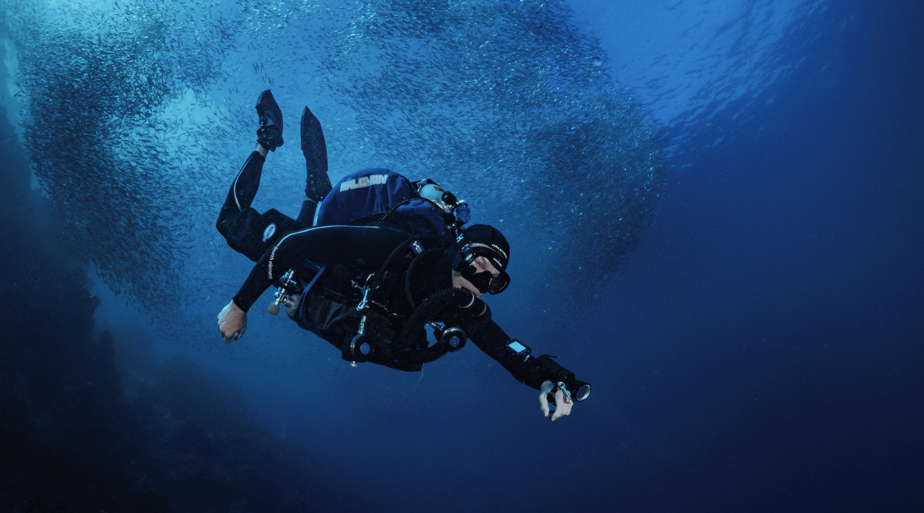 Diver with Symbios Rebreather